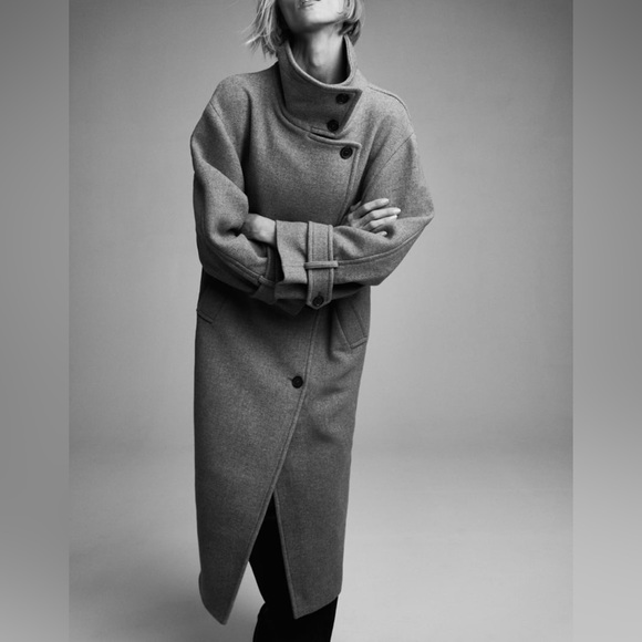 Zara Wool Blend Oversize Coat - Picture 8 of 14